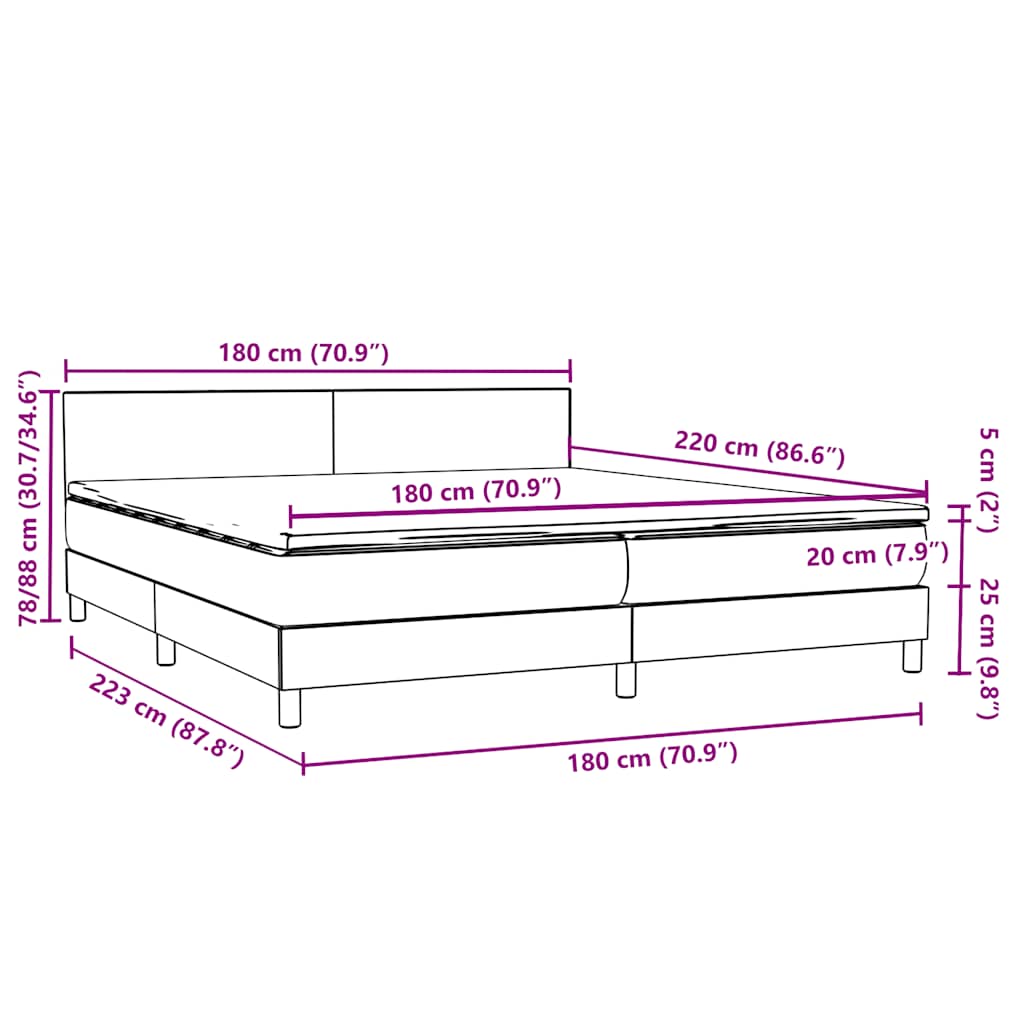 Box Spring krevet s madracem tamno zeleni 180x220 cm baršun
