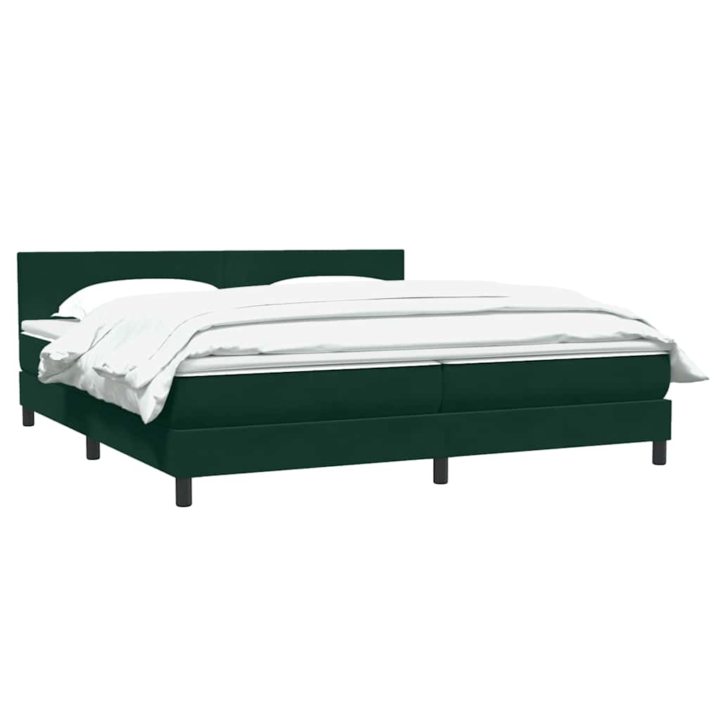 Box Spring krevet s madracem tamno zeleni 180x220 cm baršun