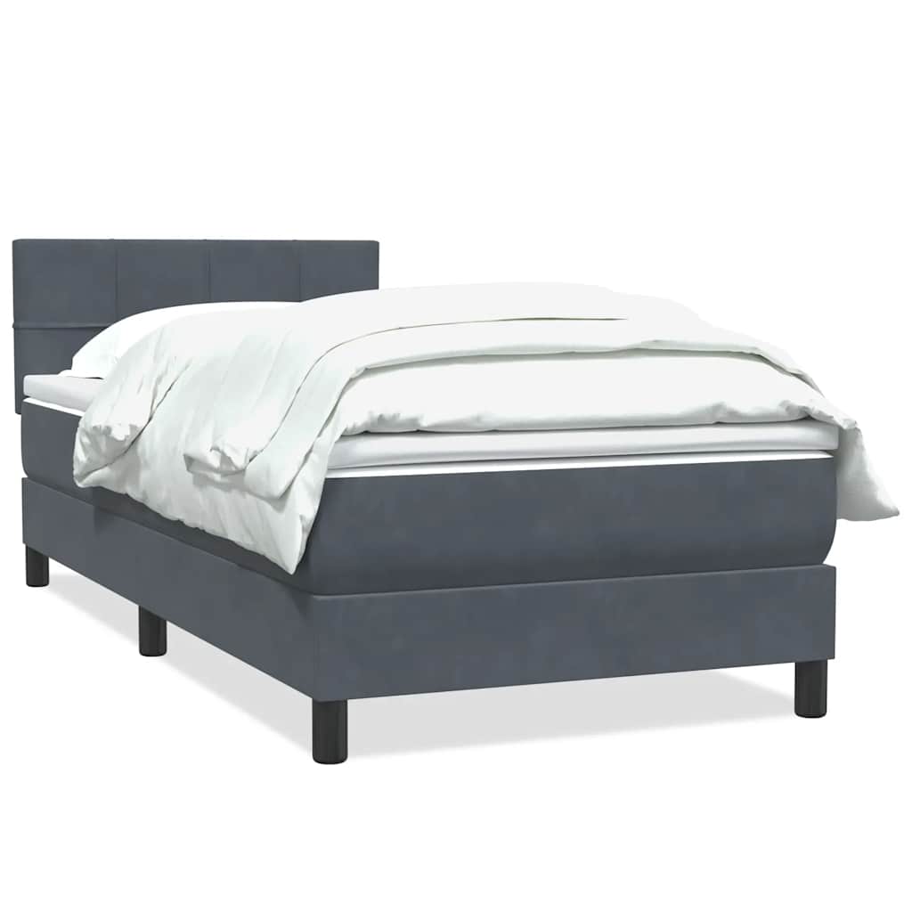 Box Spring krevet s madracem tamno sivi 80x210 cm baršun