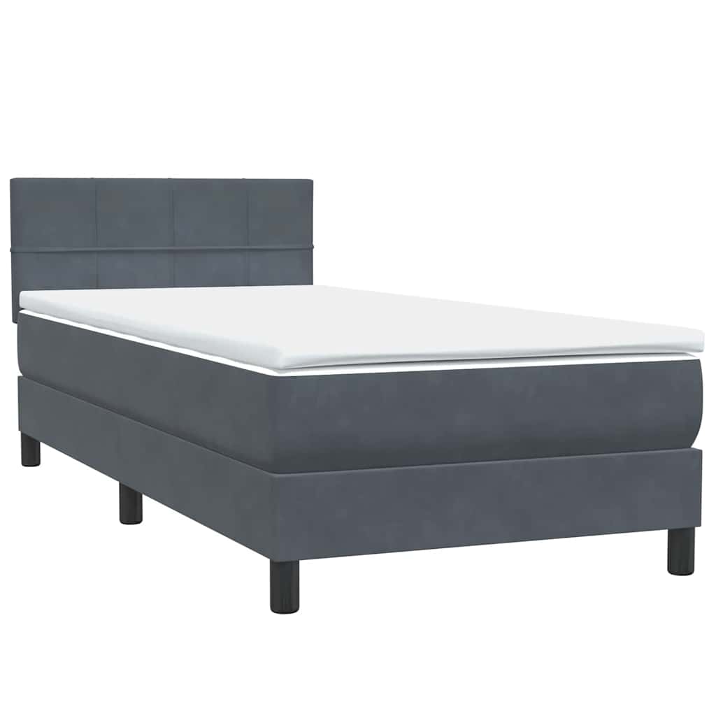 Box Spring krevet s madracem tamno sivi 80x210 cm baršun