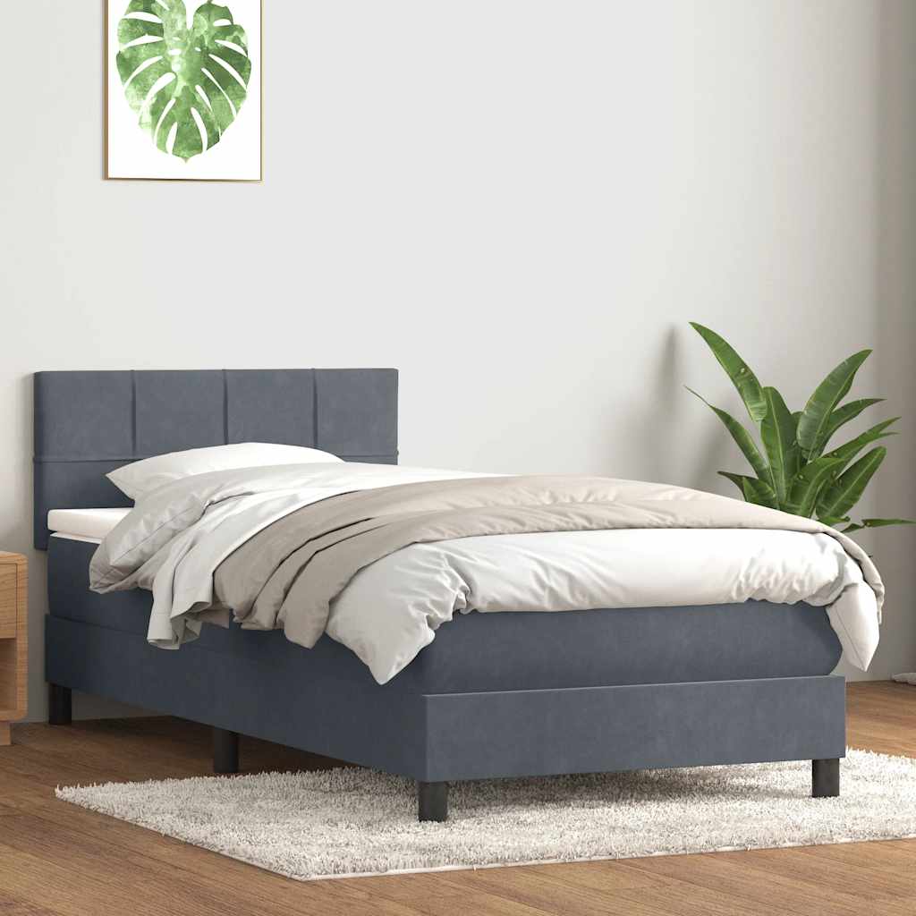 Box Spring krevet s madracem tamno sivi 80x210 cm baršun