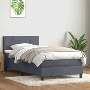 Box Spring krevet s madracem tamno sivi 80x210 cm baršun