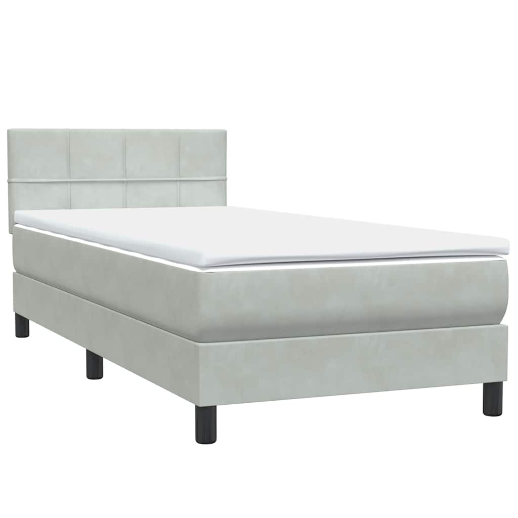Box Spring krevet s madracem svijetlo sivi 90x210 cm baršun
