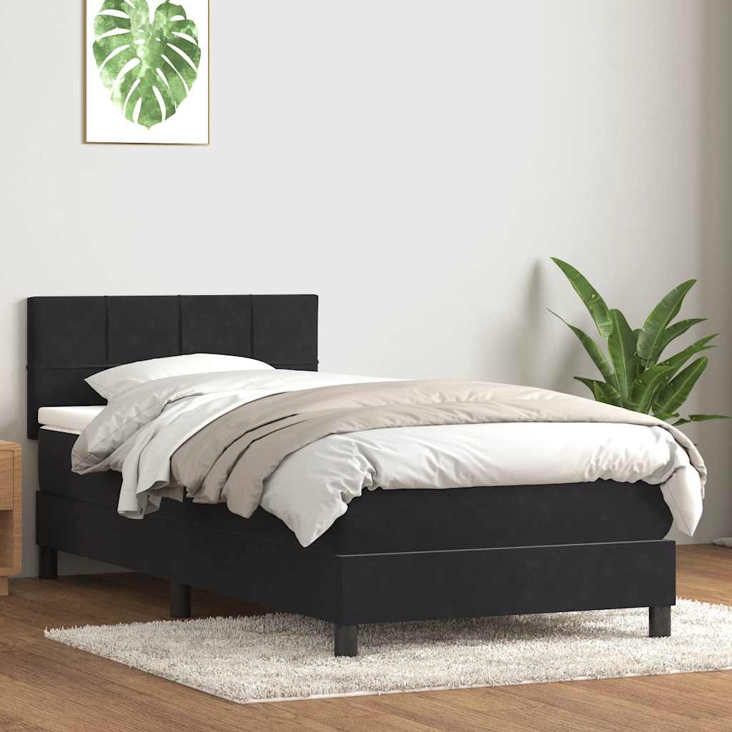 Box spring krevet s madracem crni 90x210 cm baršunasti