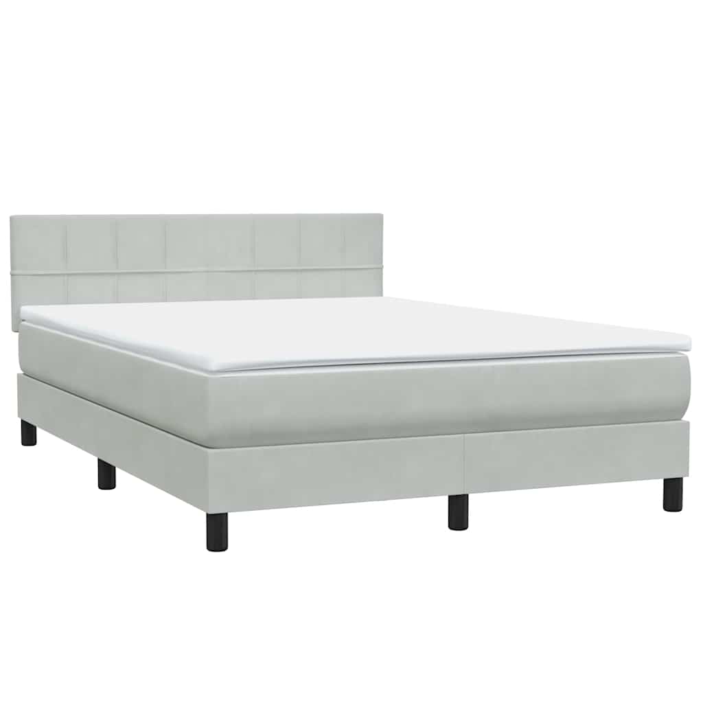 Krevet s oprugama i madracem svjetlosivi 160x210 cm baršunasti