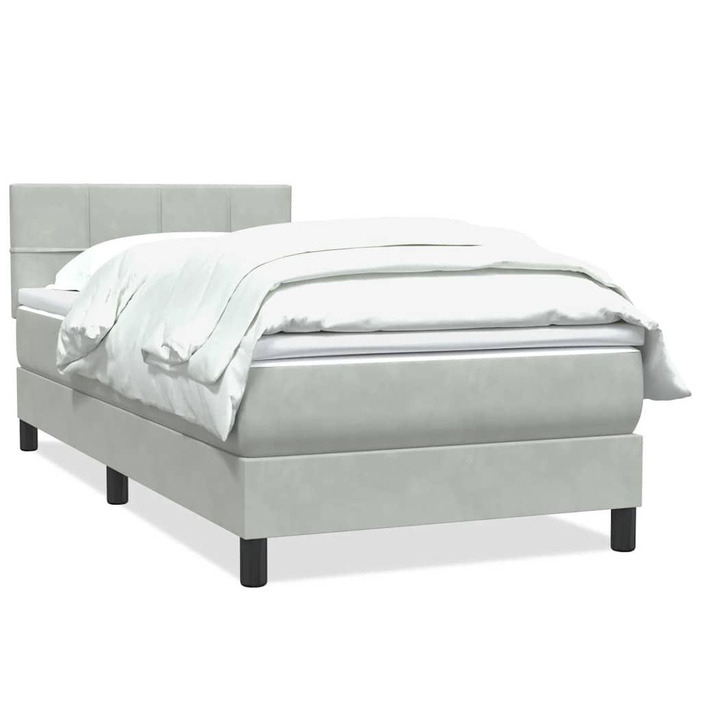 Box Spring krevet s madracem svijetlo sivi 80x220 cm samt