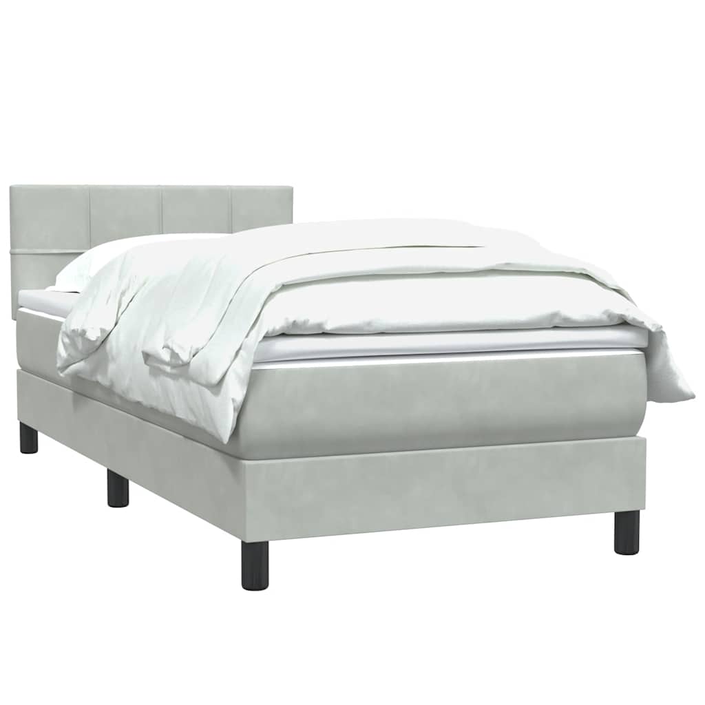 Box Spring krevet s madracem svijetlo sivi 80x220 cm samt