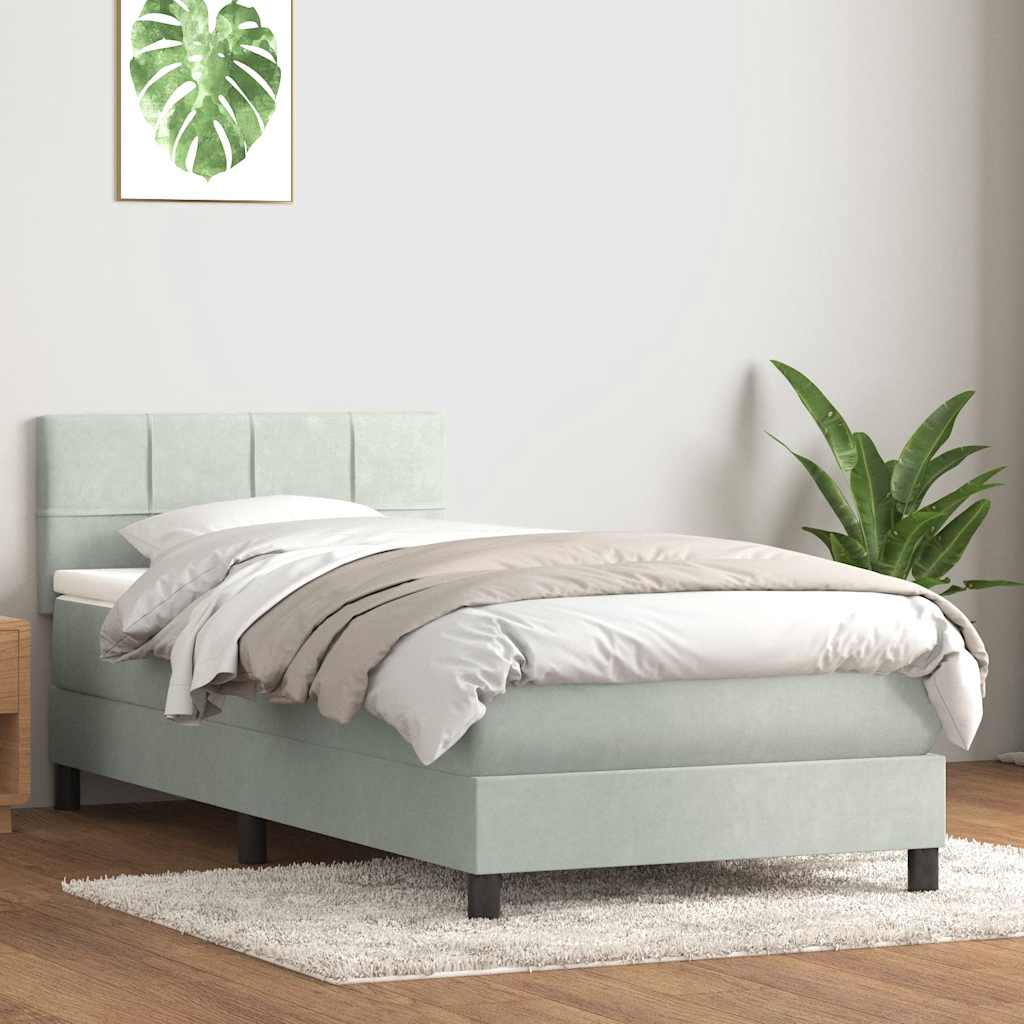 Box Spring krevet s madracem svijetlo sivi 80x220 cm samt