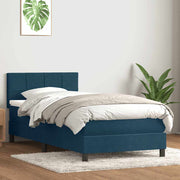 Box spring krevet s madracem tamnoplavi 80x220 cm baršunasti