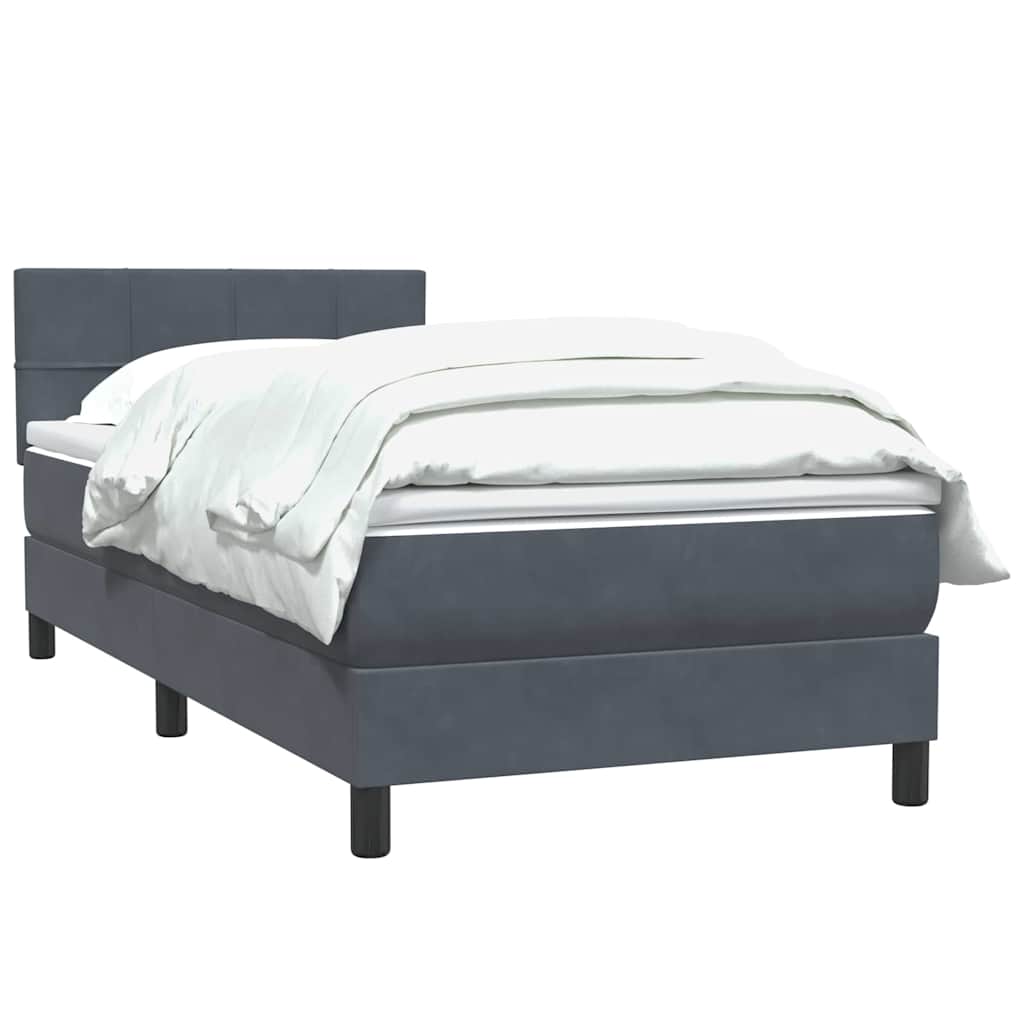 Box spring krevet s madracem tamnosivi 90x220 cm baršunasti