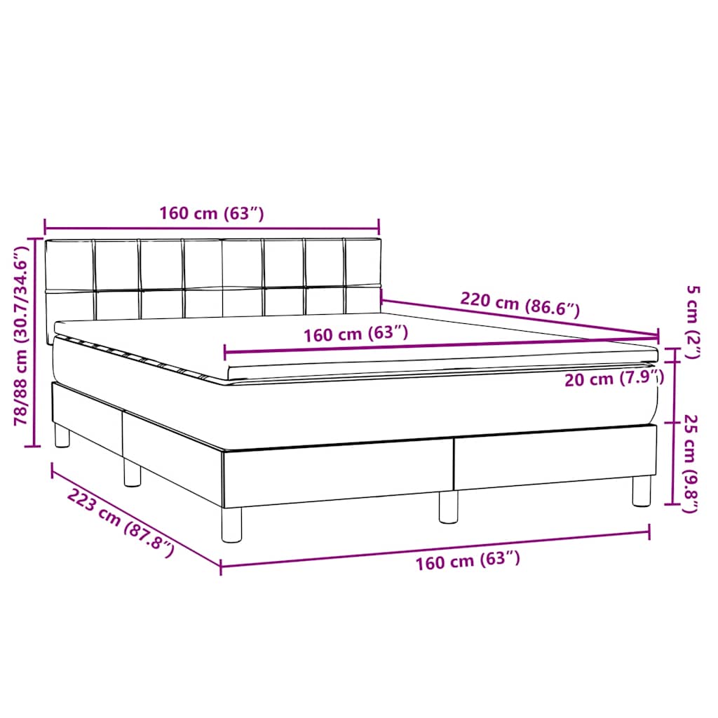 Box Spring krevet s madracem tamno zeleni 160x220 cm baršun