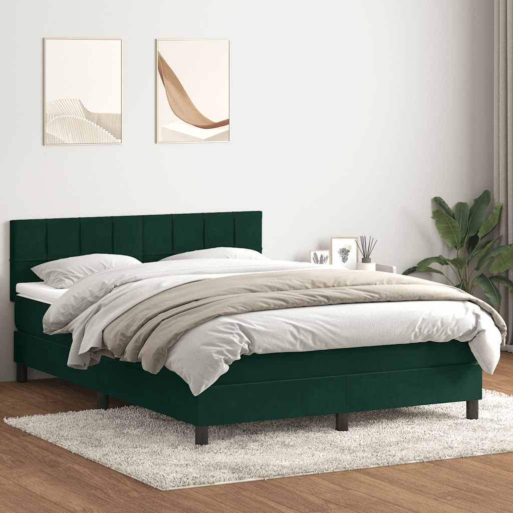 Box Spring krevet s madracem tamno zeleni 160x220 cm baršun