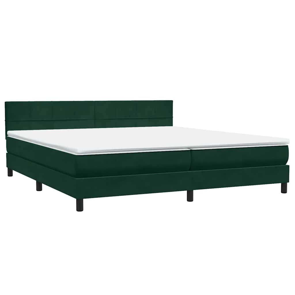 Box Spring krevet s madracem tamno zeleni 180x220 cm baršun