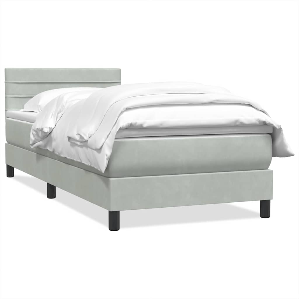 Box Spring krevet s madracem svijetlo sivi 90x210 cm baršun
