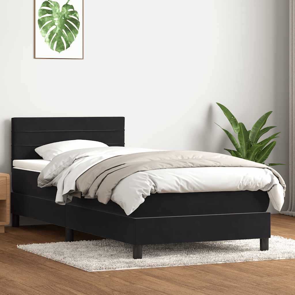 Box spring krevet s madracem crni 90x210 cm baršunasti