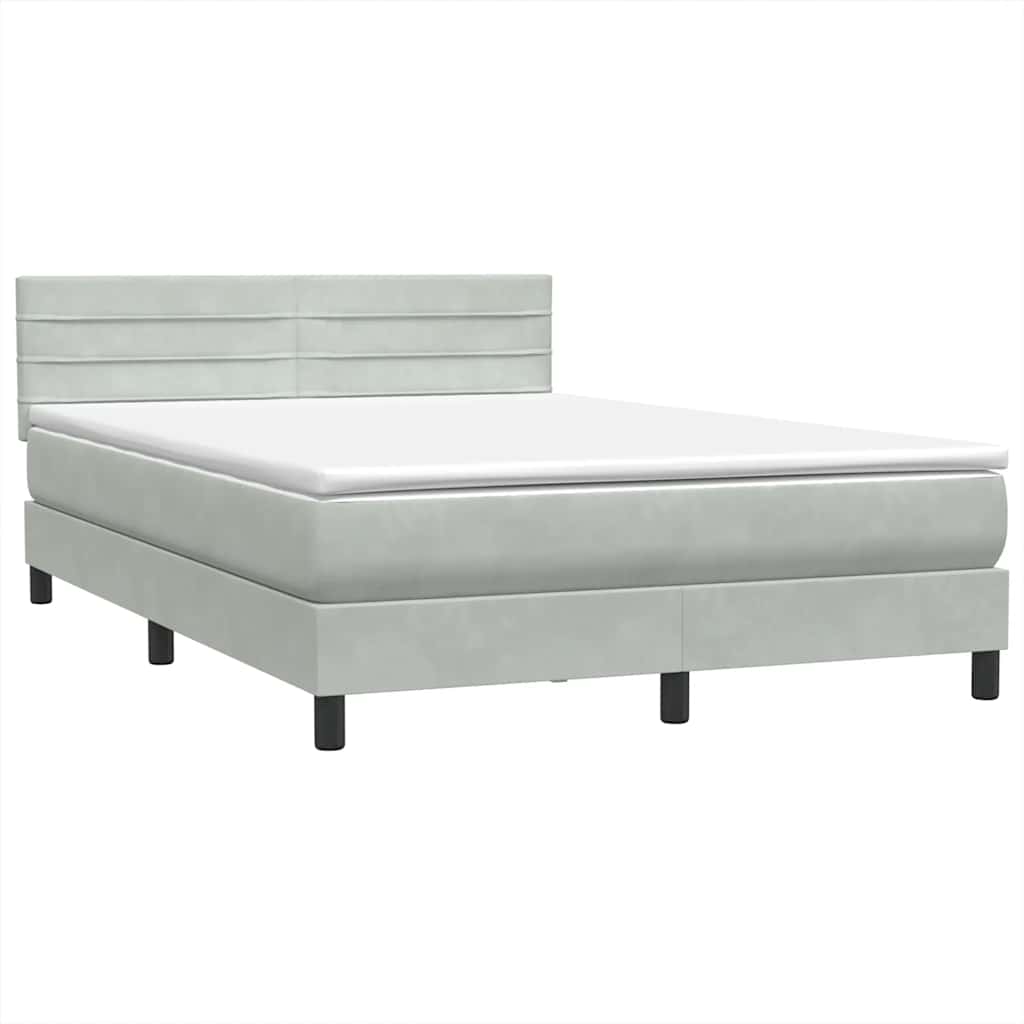 Krevet s oprugama i madracem svjetlosivi 160x210 cm baršunasti
