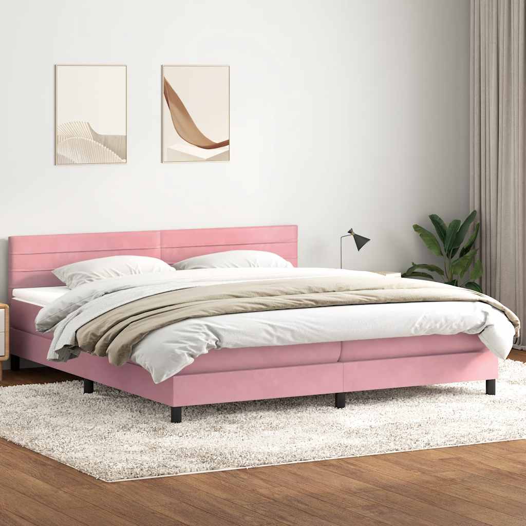 Krevet s oprugama i madracem ružičasti 180x210 cm baršunasti