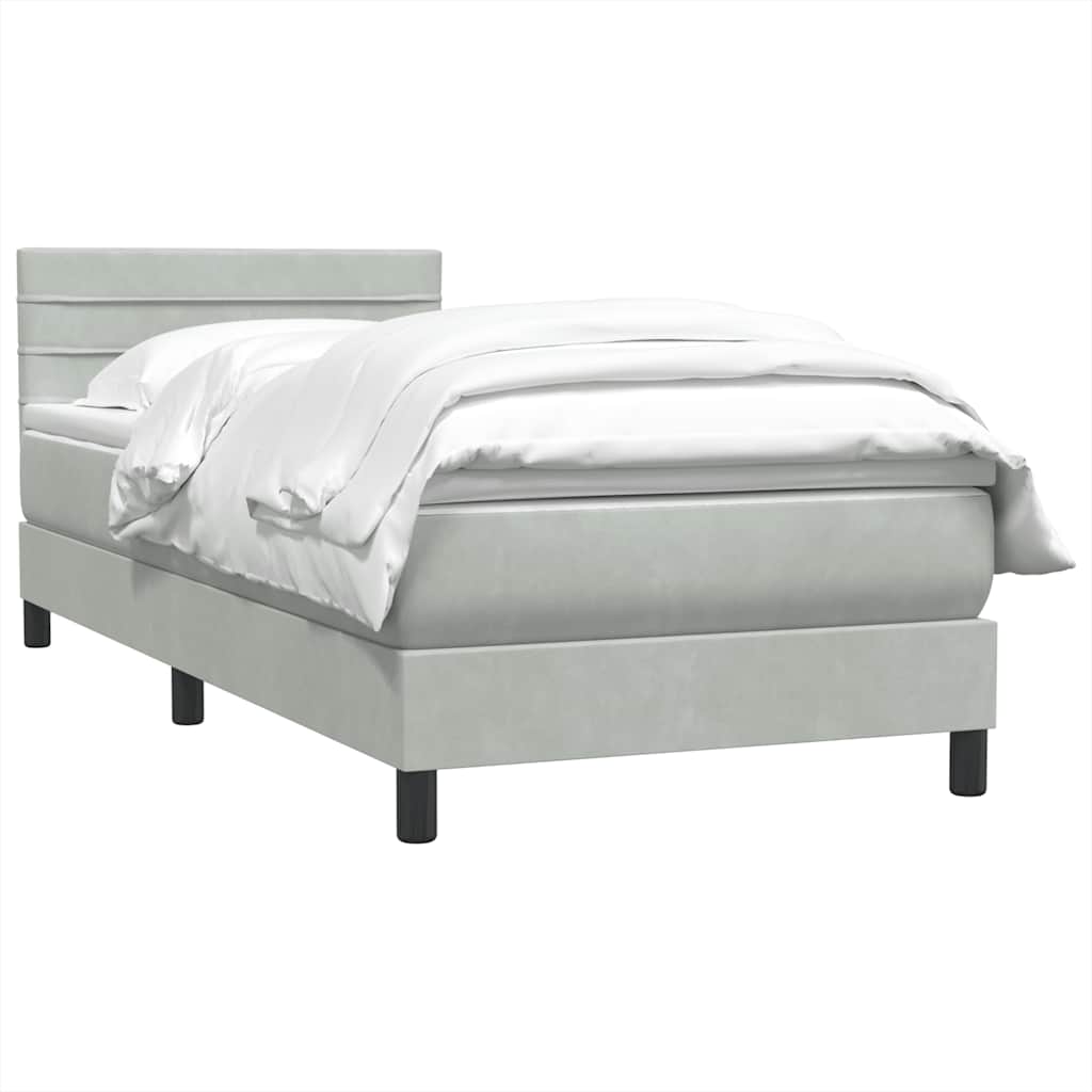 Box Spring krevet s madracem svijetlo sivi 80x220 cm samt