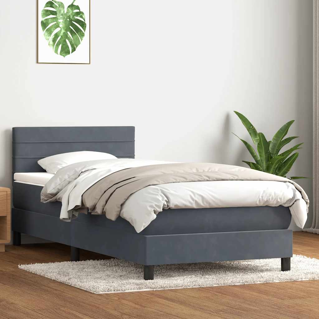 Box spring krevet s madracem tamnosivi 80 x 220 cm baršunasti