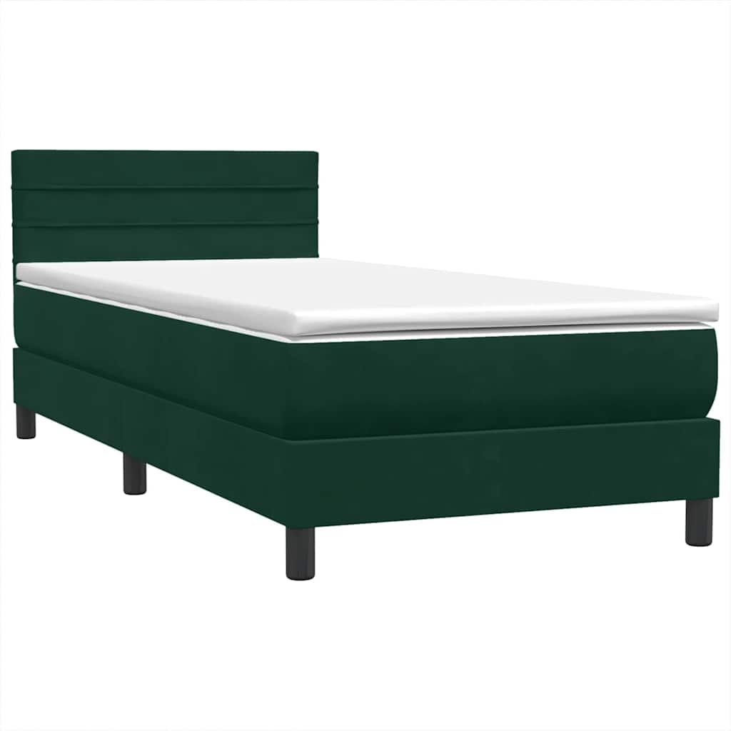 Box Spring krevet s madracem tamnozeleni 80x220 cm baršun