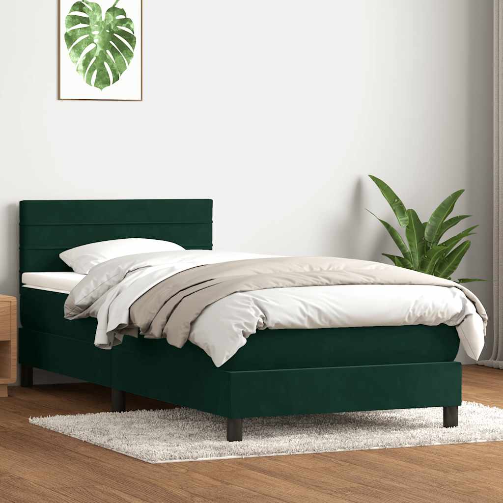 Box Spring krevet s madracem tamnozeleni 80x220 cm baršun