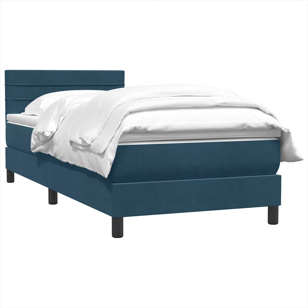Box spring krevet s madracem tamnoplavi 80x220 cm baršunasti