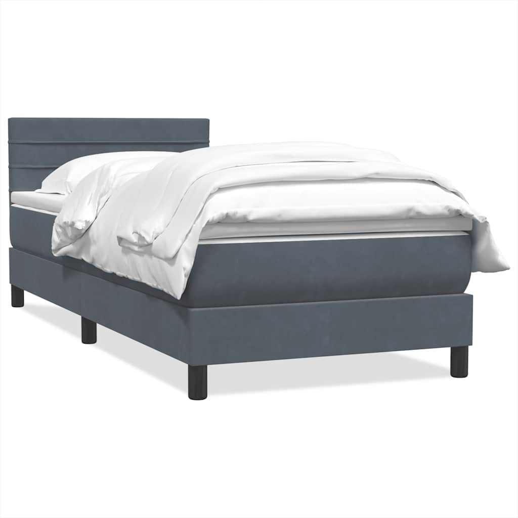 Box spring krevet s madracem tamnosivi 90x220 cm baršunasti