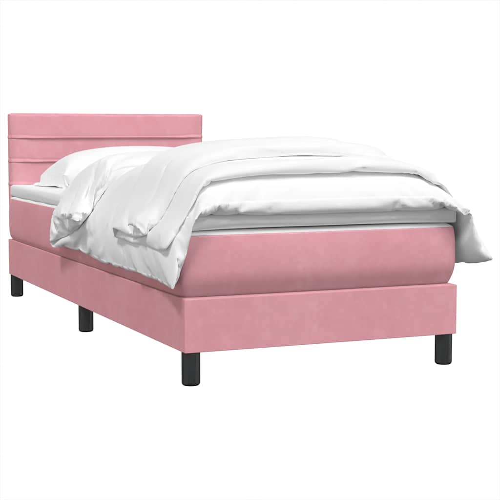 Box spring krevet s madracem ružičasti 90x220 cm baršunasti