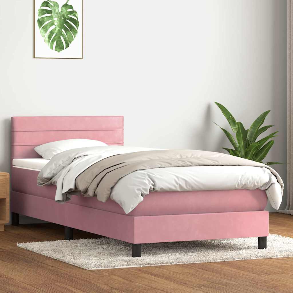 Box spring krevet s madracem ružičasti 90x220 cm baršunasti