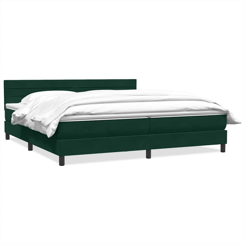 Box Spring krevet s madracem tamno zeleni 180x220 cm baršun