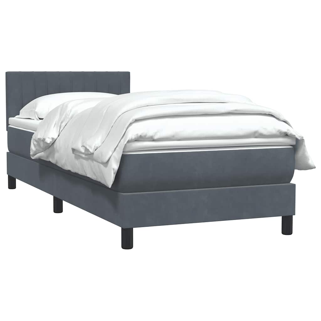 Box Spring krevet s madracem tamno sivi 80x210 cm baršun
