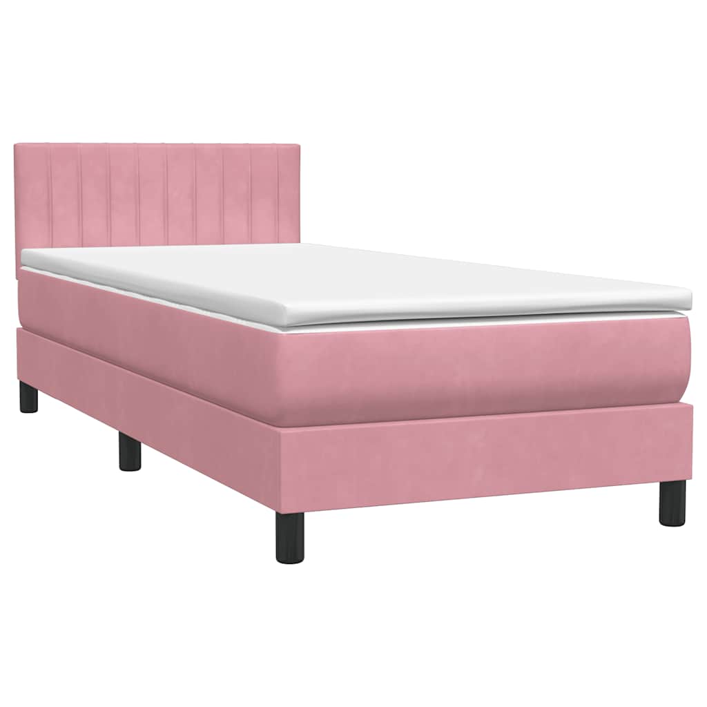 Box Spring krevet s madracem ružičasti 90x210 cm samt