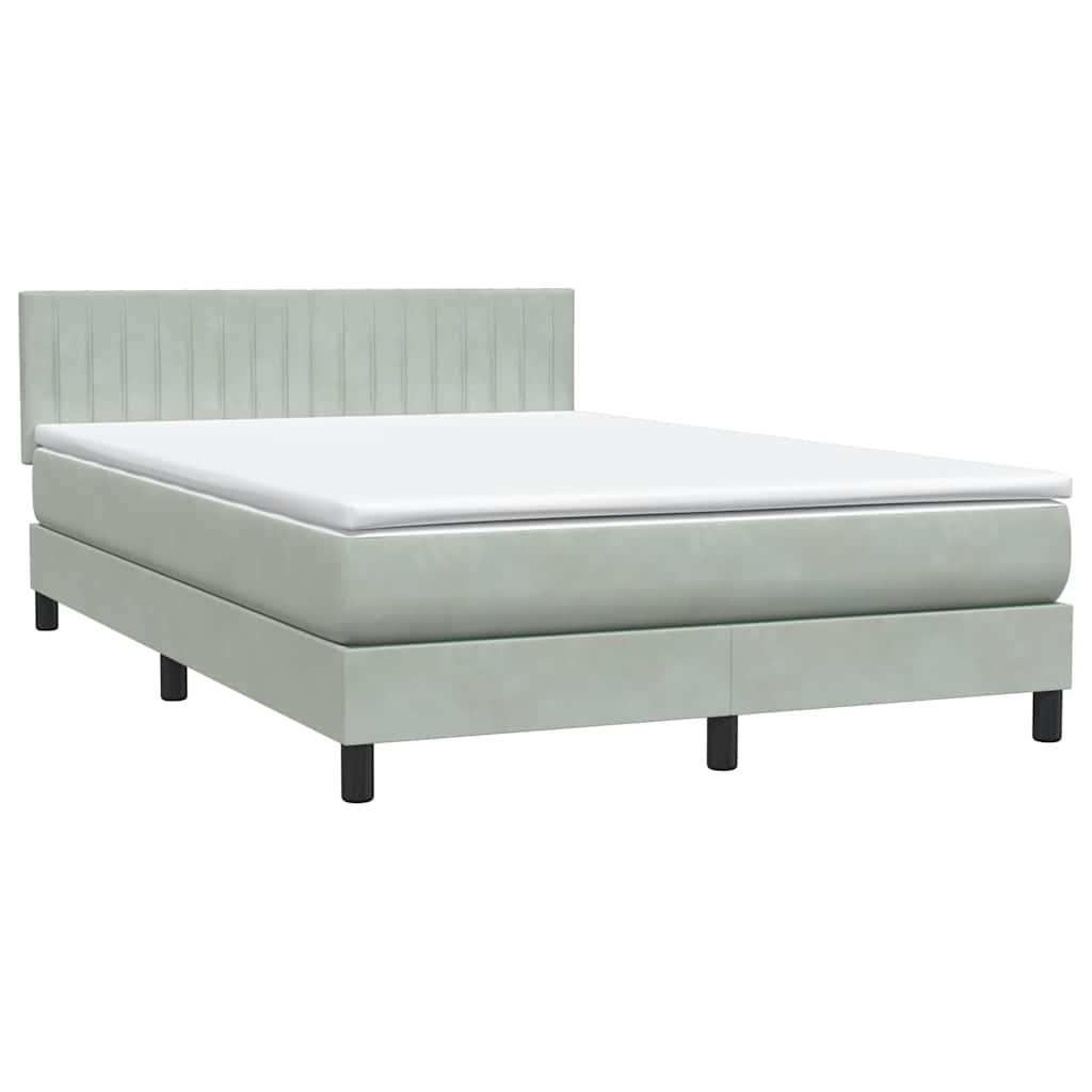 Krevet s oprugama i madracem svjetlosivi 160x210 cm baršunasti