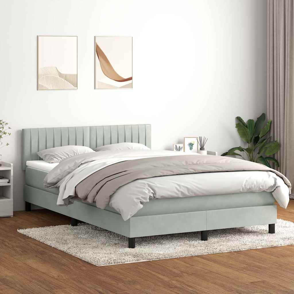 Krevet s oprugama i madracem svjetlosivi 160x210 cm baršunasti