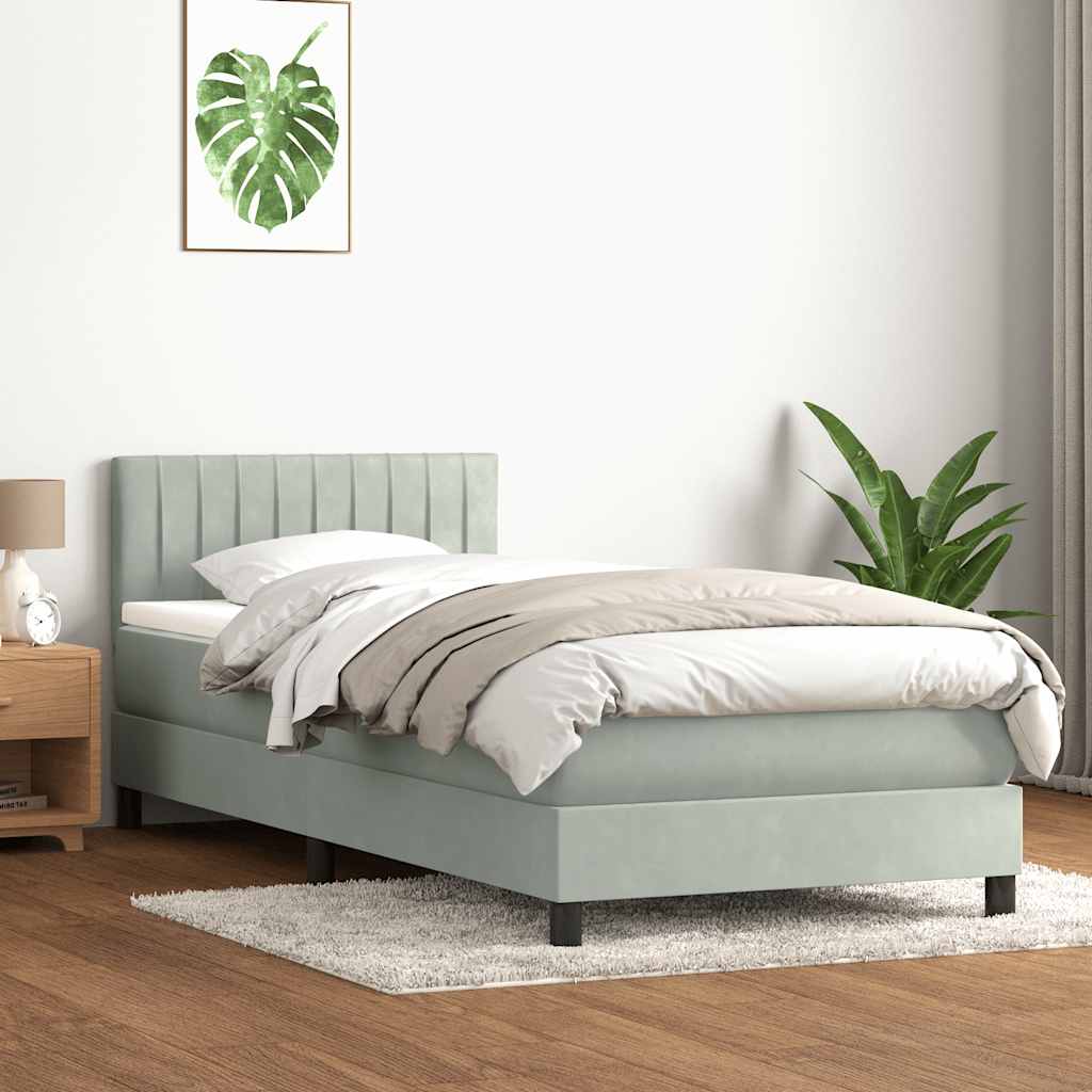 Box Spring krevet s madracem svijetlo sivi 80x220 cm samt
