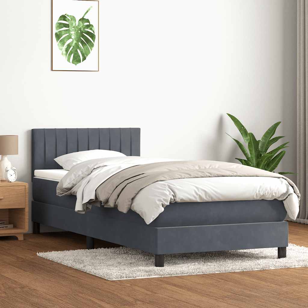 Box spring krevet s madracem tamnosivi 90x220 cm baršunasti