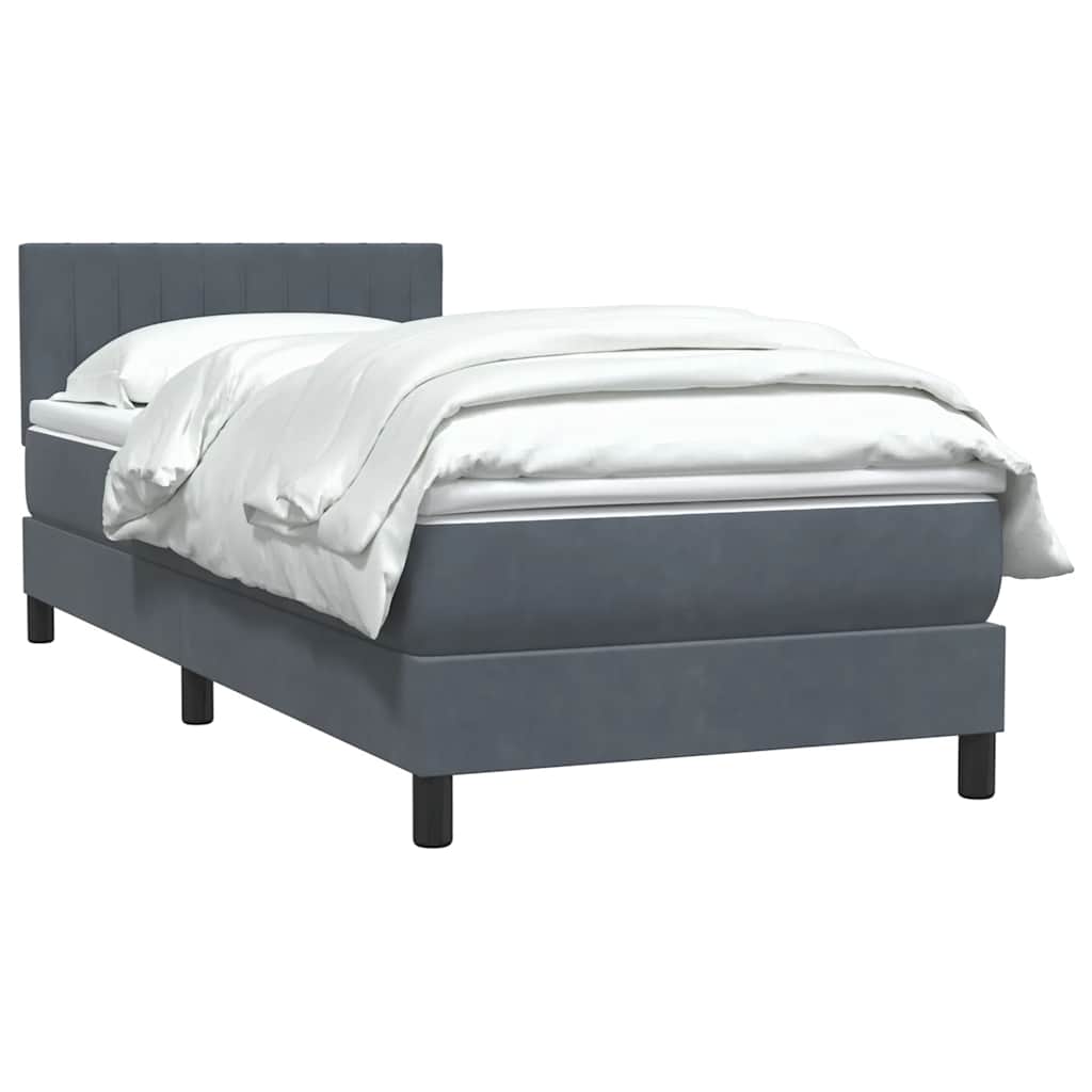 Box spring krevet s madracem tamnosivi 90x220 cm baršunasti