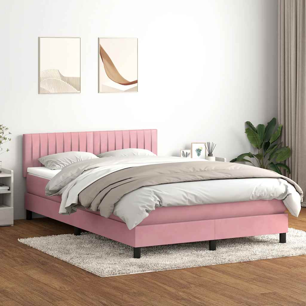 Box Spring krevet s madracem ružičasti 140x220 cm baršun