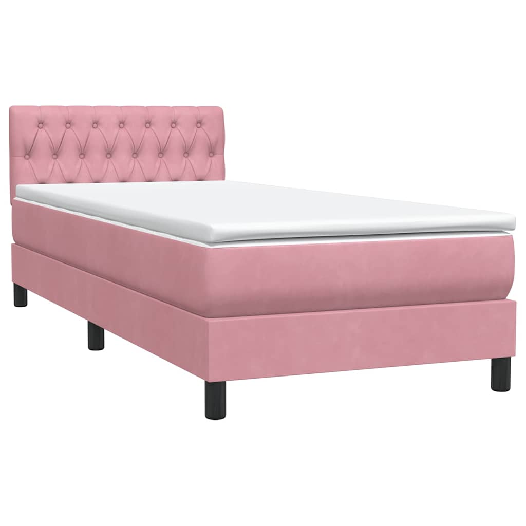 Box Spring krevet s madracem ružičasti 90x210 cm samt