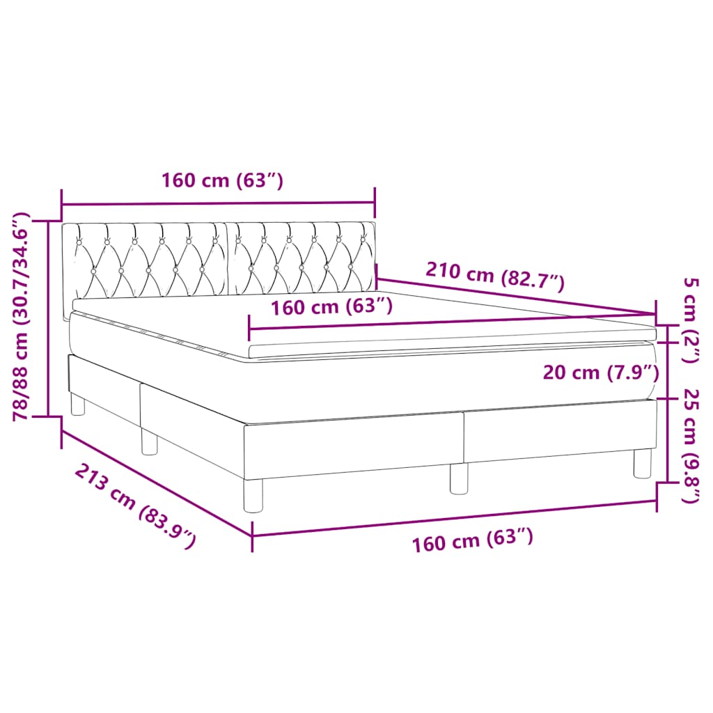 Box spring krevet s madracem crni 160x210 cm baršunasti