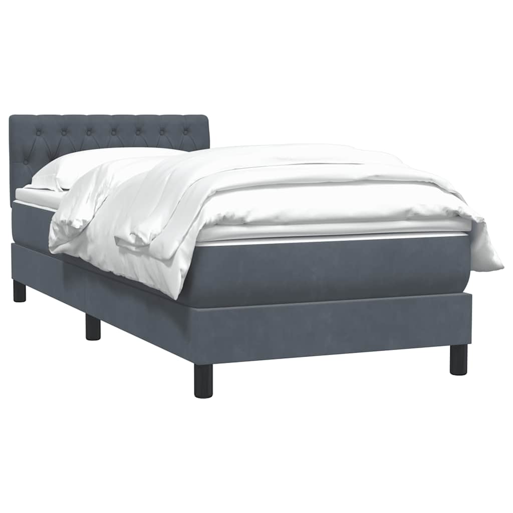 Box spring krevet s madracem tamnosivi 80 x 220 cm baršunasti