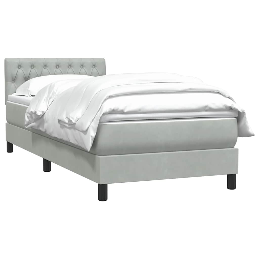 Box Spring krevet s madracem svijetlo sivi 90x220 cm baršun