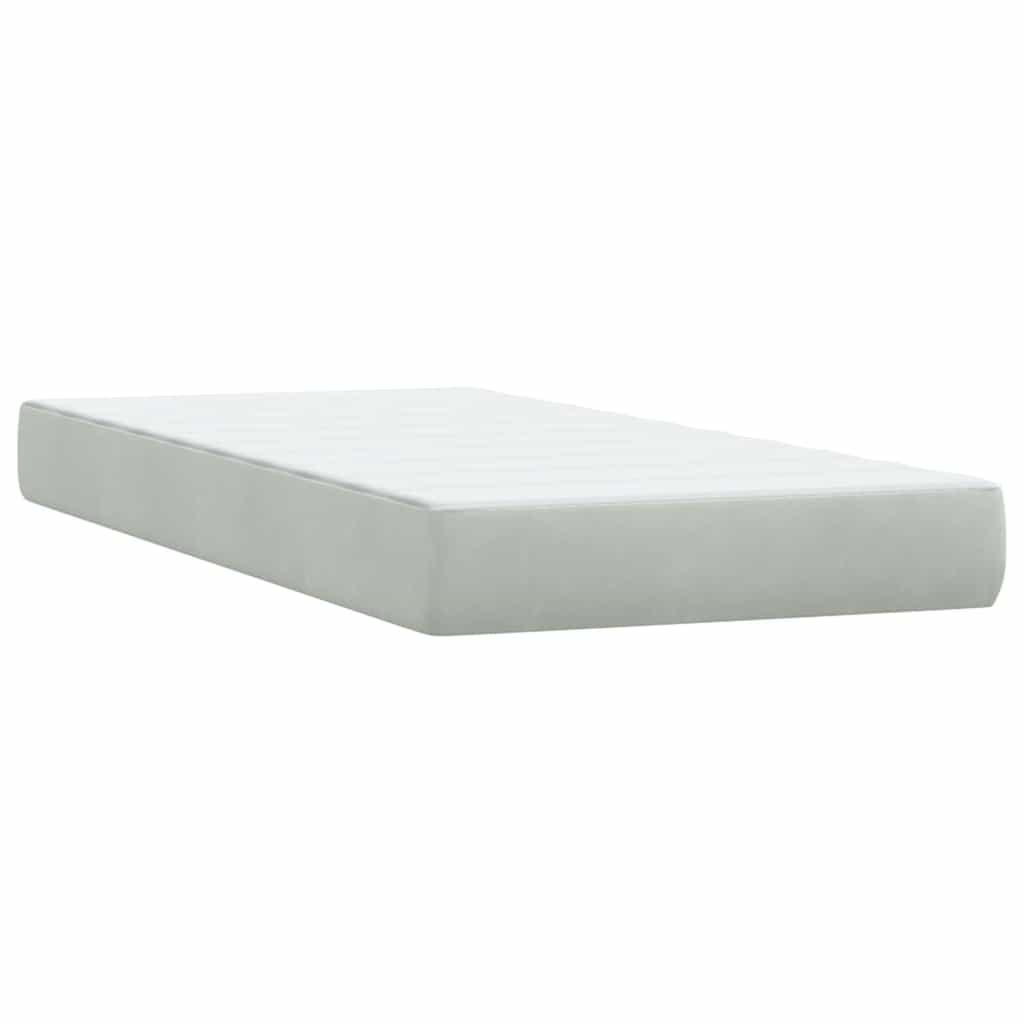 Box Spring krevet s madracem svijetlo sivi 90x220 cm baršun