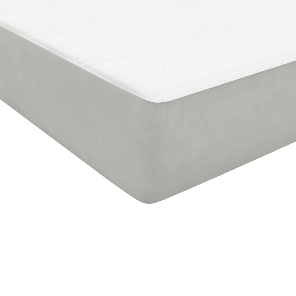 Box Spring krevet s madracem svijetlo sivi 90x220 cm baršun