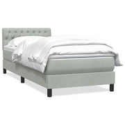 Box Spring krevet s madracem svijetlo sivi 90x220 cm baršun