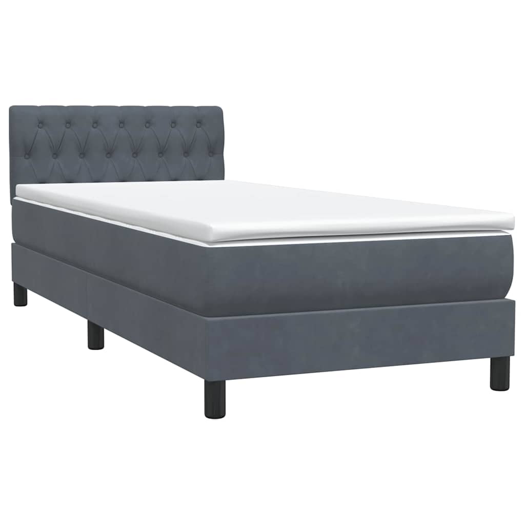 Box spring krevet s madracem tamnosivi 90x220 cm baršunasti