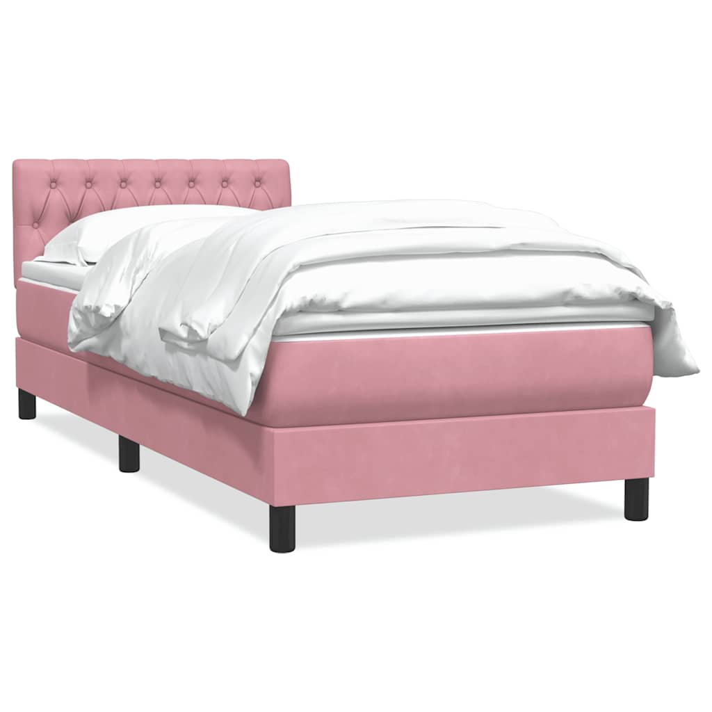 Box spring krevet s madracem ružičasti 90x220 cm baršunasti