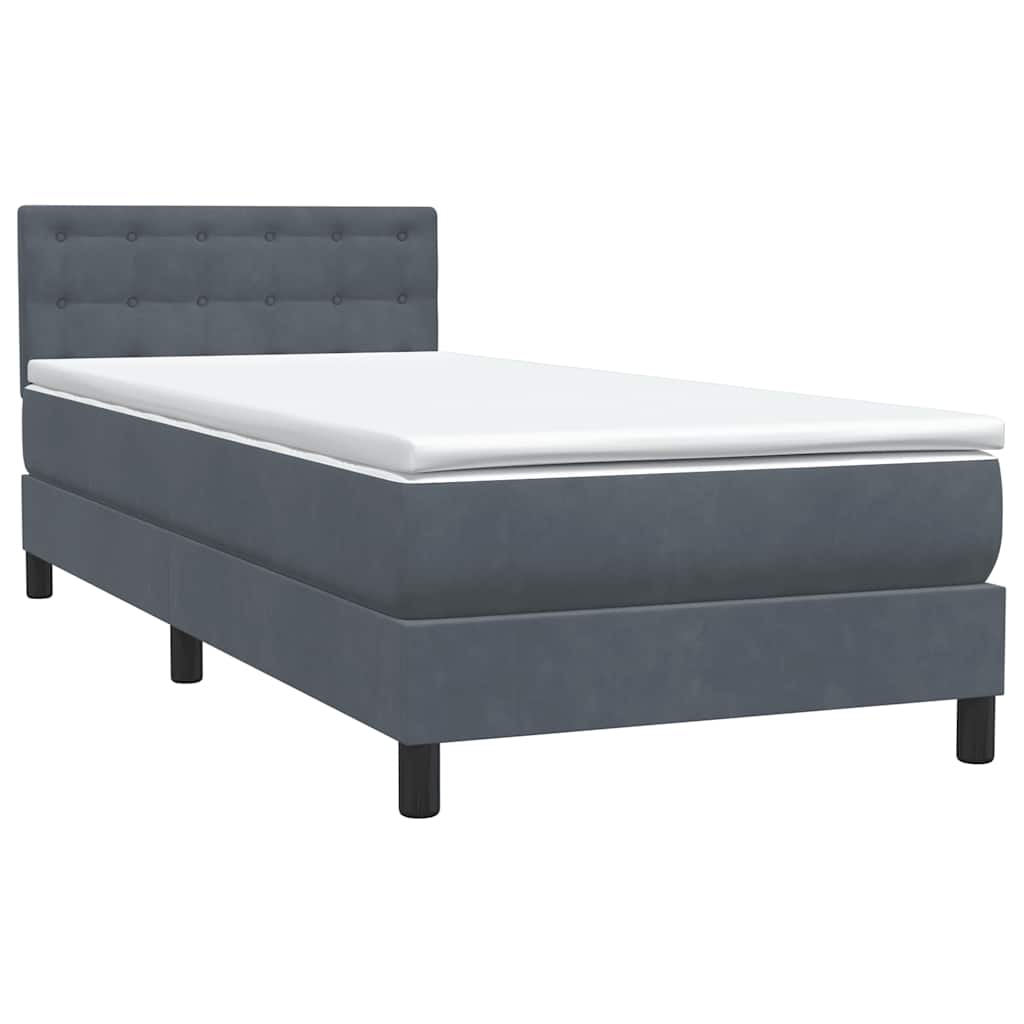 Box Spring krevet s madracem tamno sivi 80x210 cm baršun
