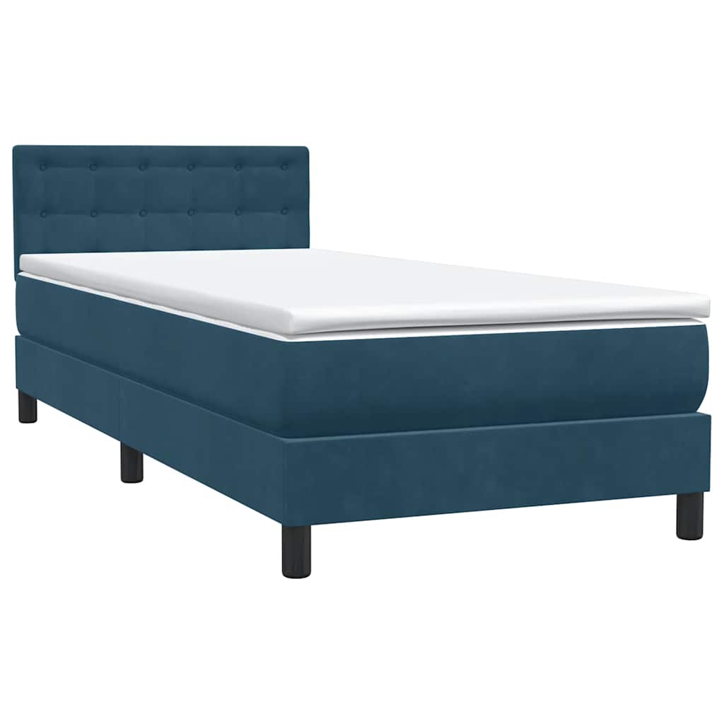 Box Spring krevet s madracem tamnoplavi 80x210 cm baršun