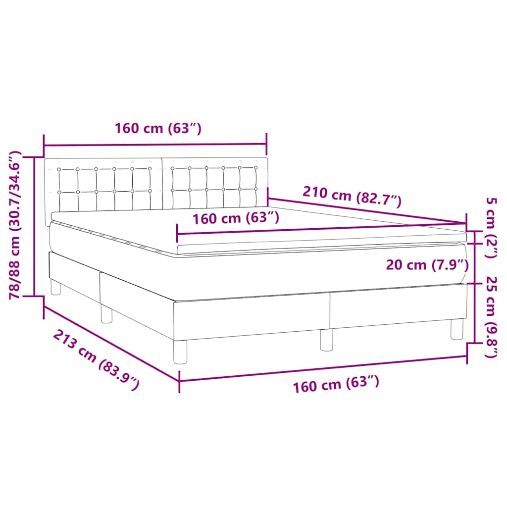 Box spring krevet s madracem crni 160x210 cm baršunasti